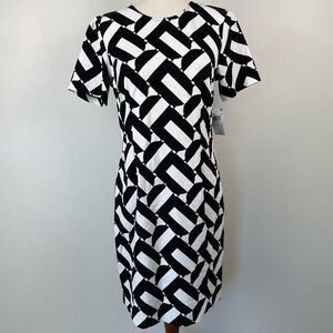 NWT Trina Turk Black and White Midi Dress Size M